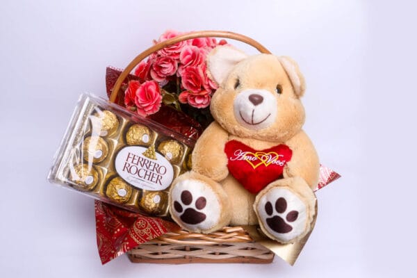 Cesta Mini Begônia e Chocolate