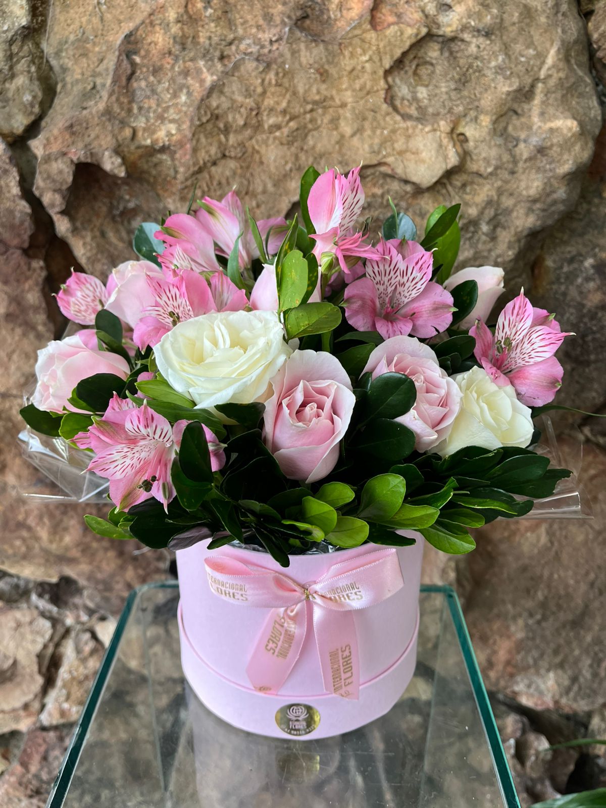 Arranjo Box redondo ROSADO 2