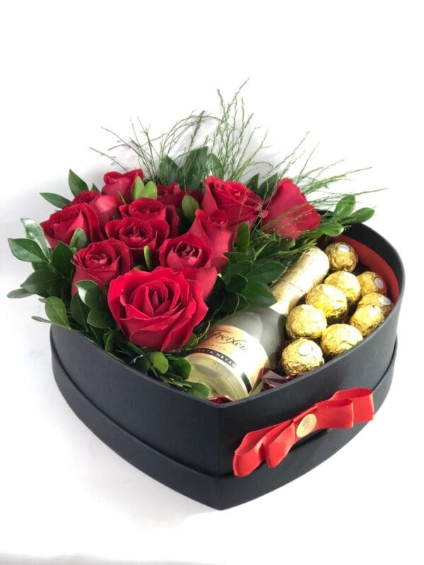 Arranjo Coração G com Mini Freixenet