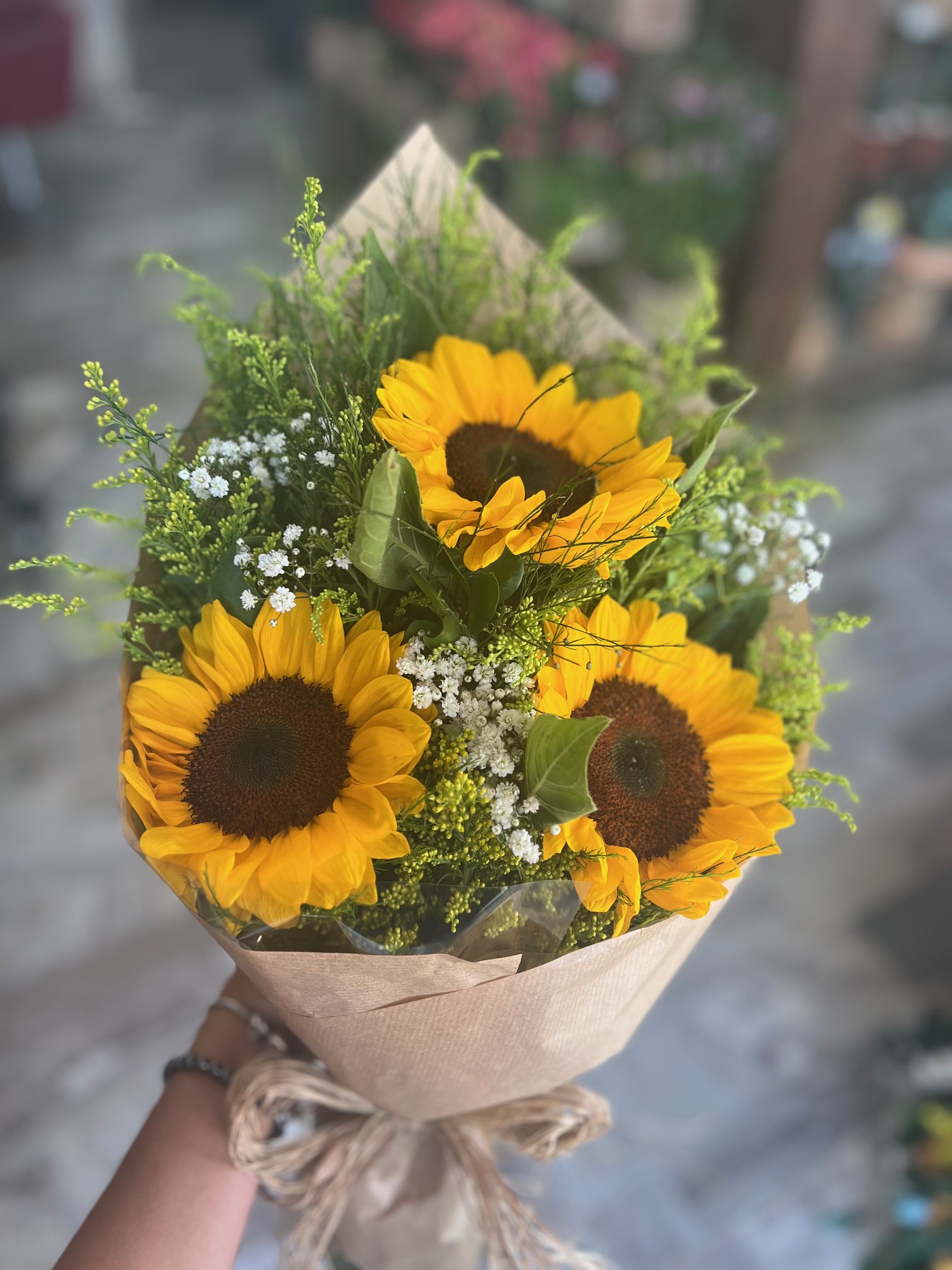 bq braçada kraft 3 girassois