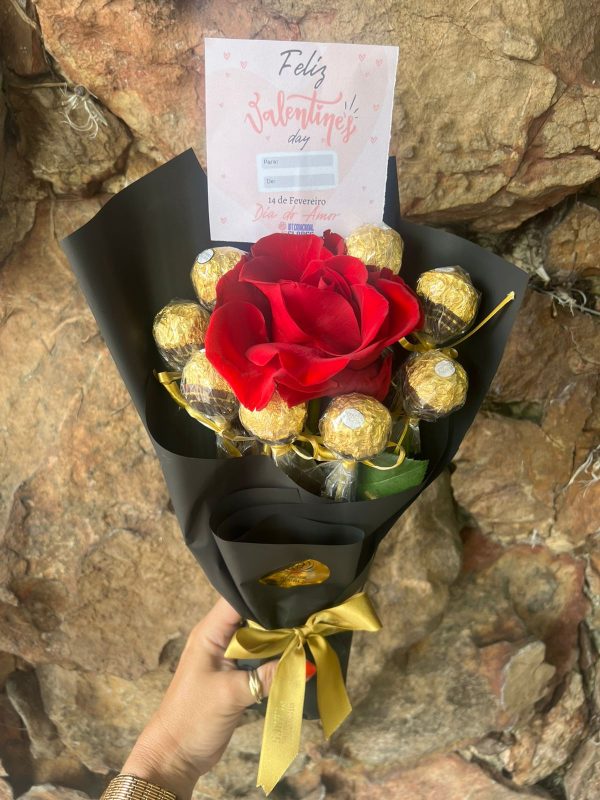 Buquezinho na Base Rosa Colombiana e Chocolate Valentine’s Day