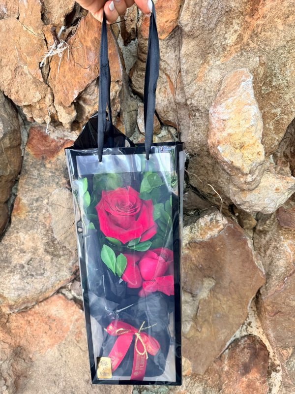 Arranjo 2 rosas colombianas na sacola