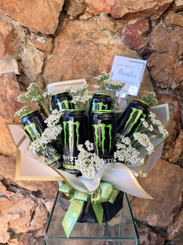Buquê Flores e Energético Monster