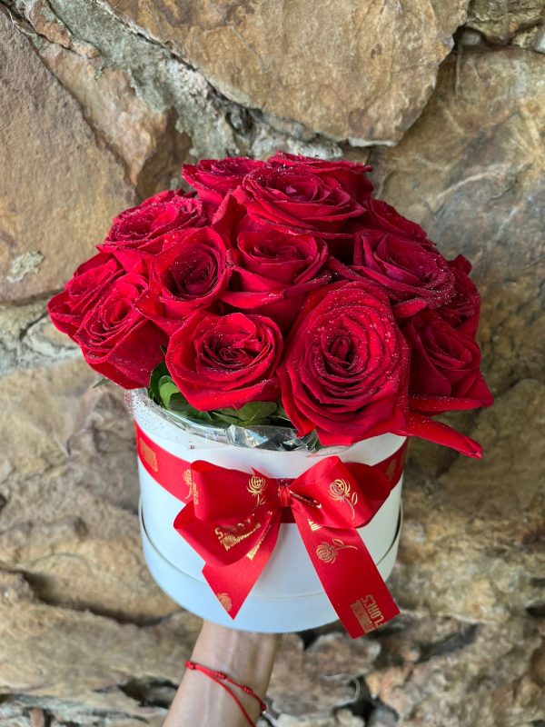 ARRANJO BOX REDONDO 25 ROSAS